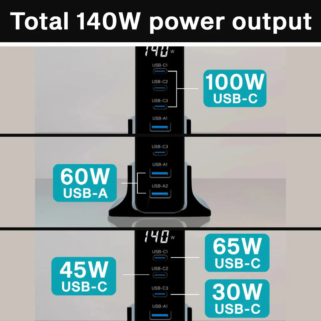 Engage 140W 5 Ports Desktop USB HUB/ Charger-BG5J