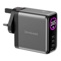 Engage 165W TFT PD Charger (Triple USB -C + USB-A) W/ Interchangeable UK/EU Plug