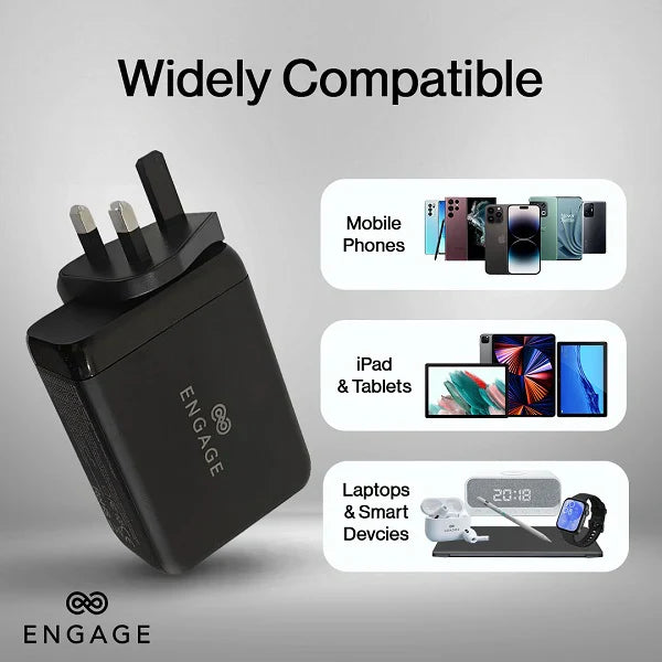 Engage 200W PD Gan Charger/Adapter Black-FKLJ Travel Charger
