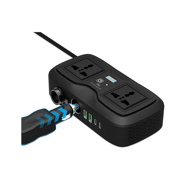 Engage 200W Portable Car Inverter with Dual AC Sockets and 4 Ports - N6AU