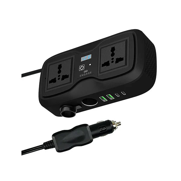Engage 200W Portable Car Inverter with Dual AC Sockets and 4 Ports - N6AU