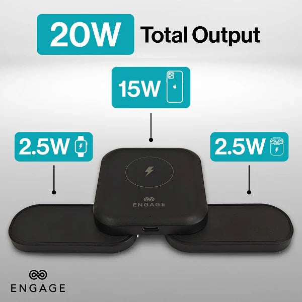 Engage Foldable Magnetic 3-In-1 Wireless Charger