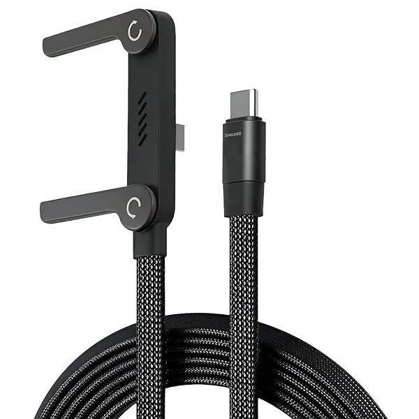 Engage T-Angled 240W 2-In-1 USB-C Cable With Phone Stand Bracket