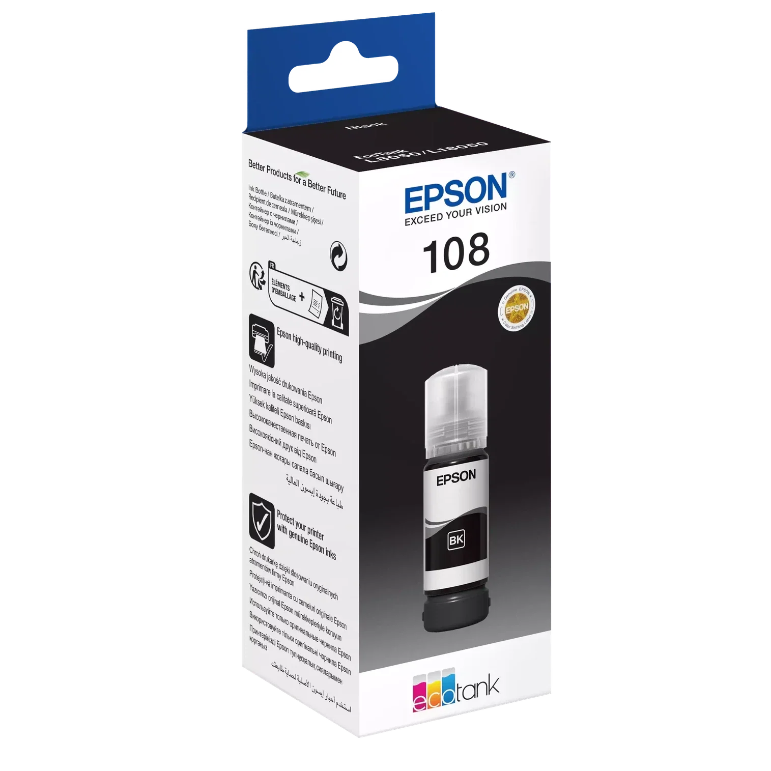 Epson 108 Black Ink Bottle – 3600 Pages/ 70 ml/ Black Color/ Ink Bottle