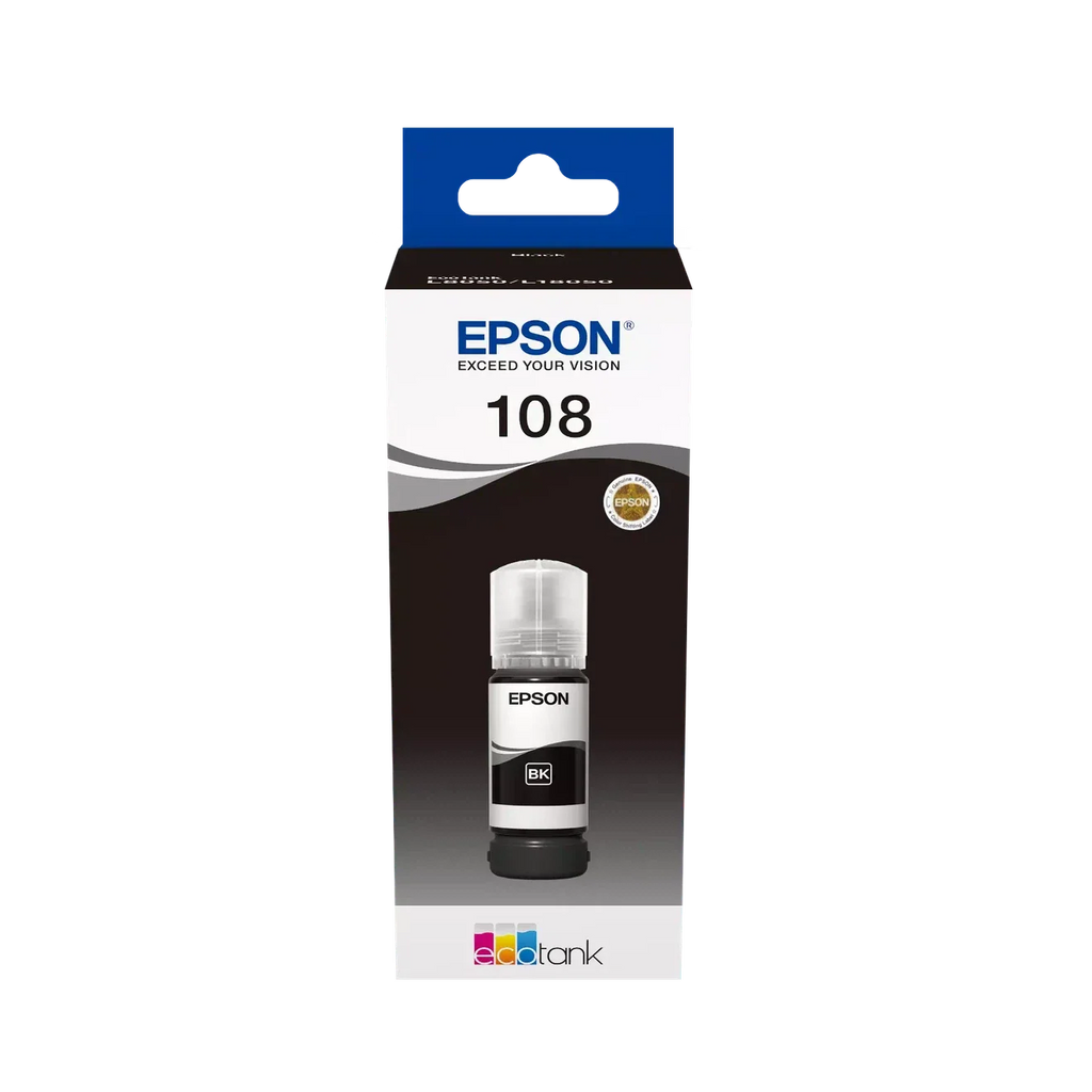 Epson 108 Black Ink Bottle – 3600 Pages/ 70 ml/ Black Color/ Ink Bottle
