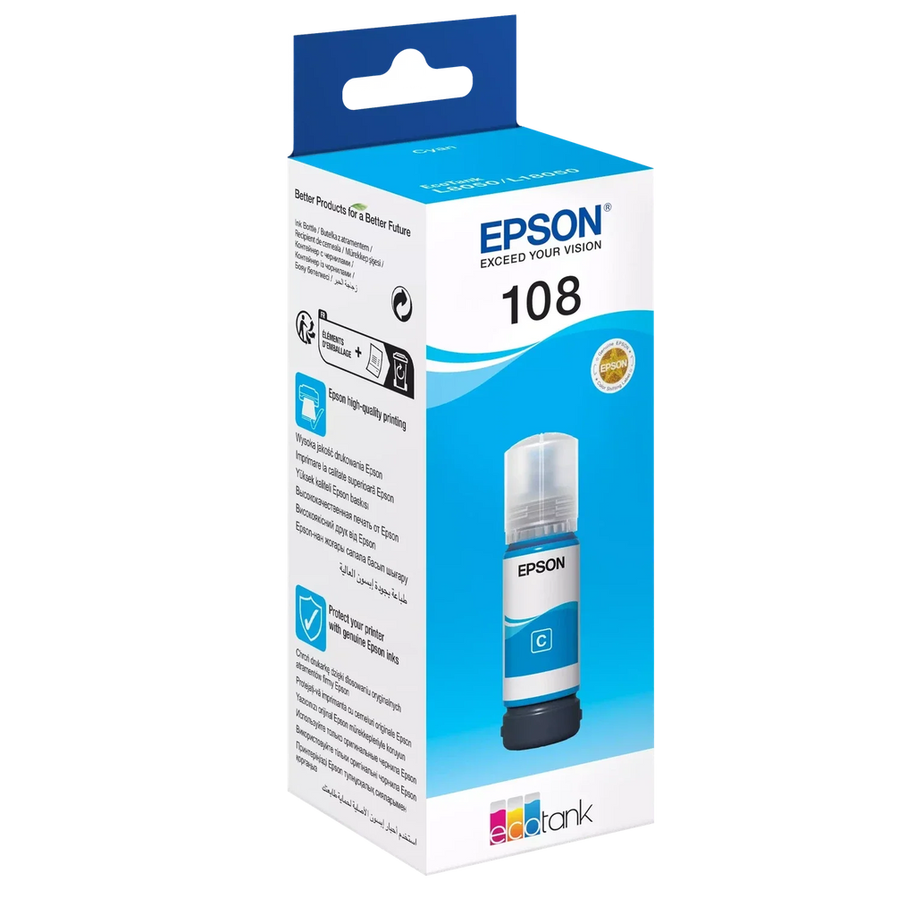 Epson 108 Cyan Ink Bottle – 7200 Pages/ 70 ml/ Cyan Color/ Ink Bottle