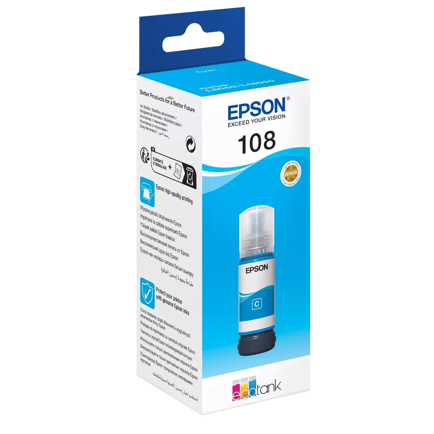 Epson 108 Cyan Ink Bottle – 7200 Pages/ 70 ml/ Cyan Color/ Ink Bottle