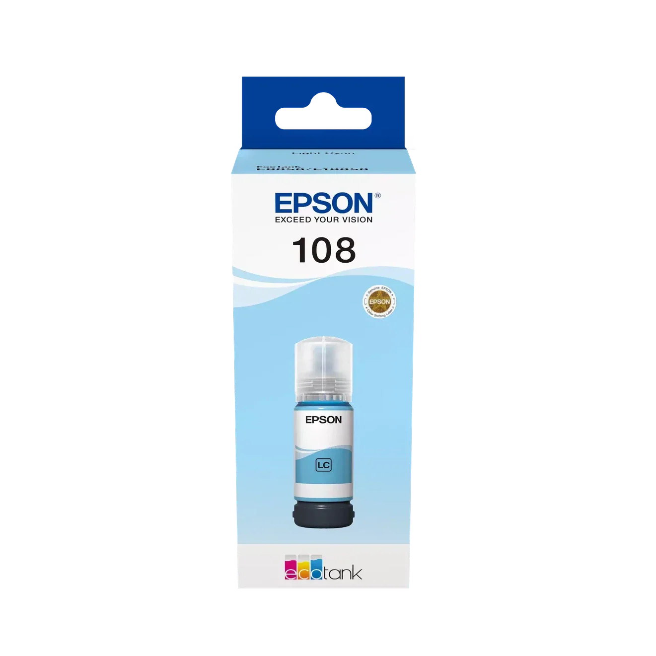 Epson 108 Light Cyan Ink Bottle – 7200 Pages/ 70 ml/ Light Cyan Color/ Ink Bottle