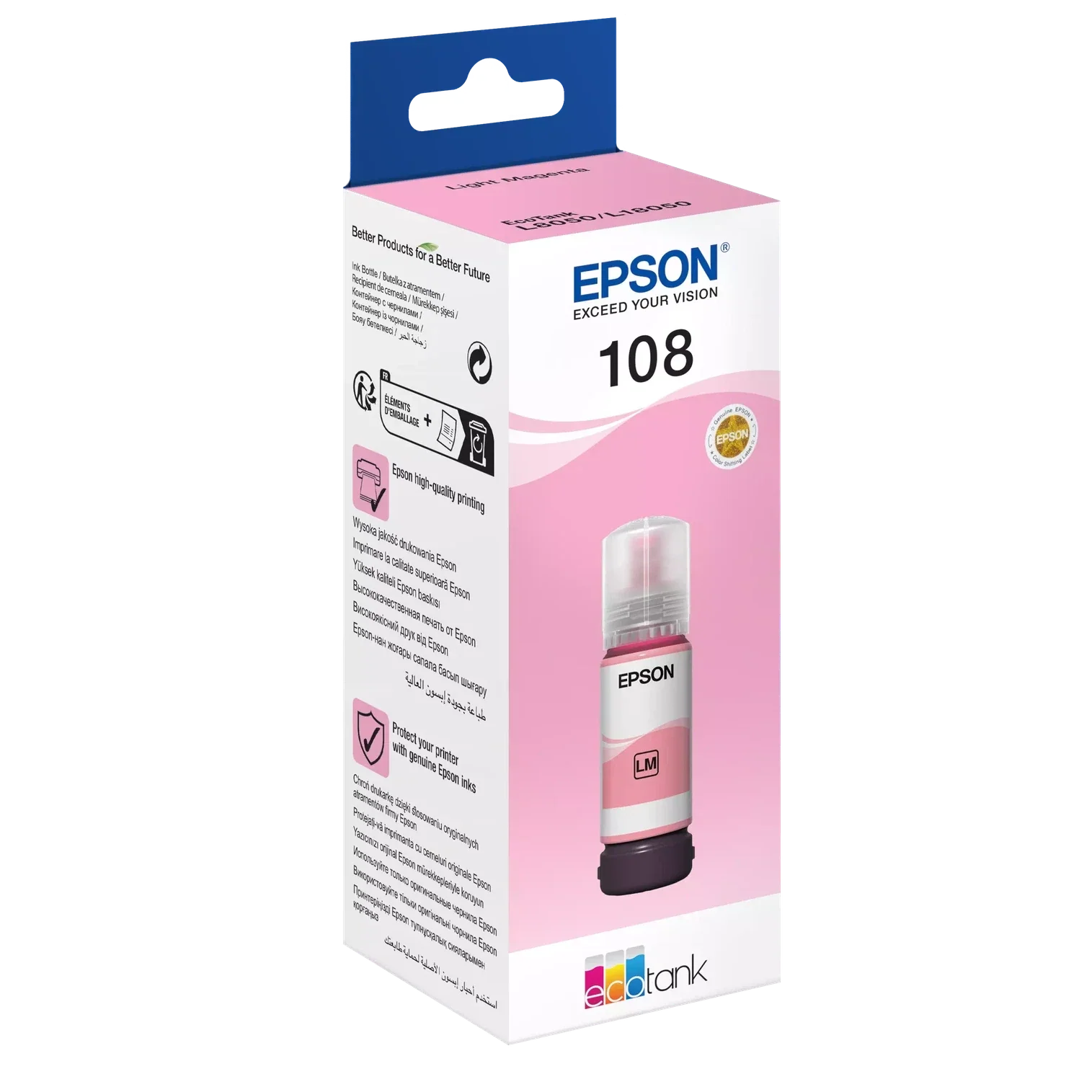 Epson 108 Light Magenta Ink Bottle – 7200 Pages/ 70 ml/ Light Magenta Color/ Ink Bottle