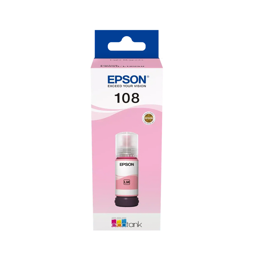Epson 108 Light Magenta Ink Bottle – 7200 Pages/ 70 ml/ Light Magenta Color/ Ink Bottle