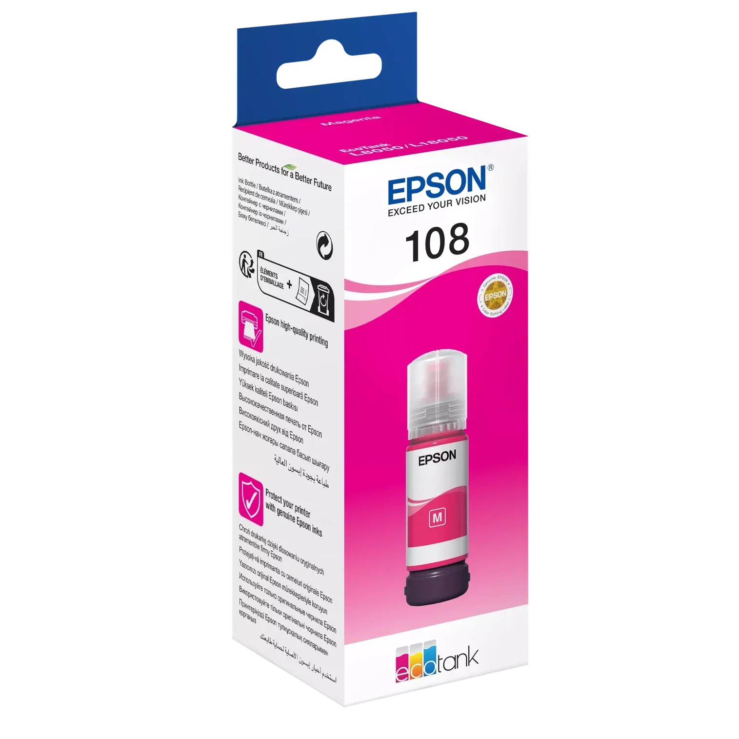 Epson 108 Magenta Ink Bottle – 7200 Pages/ 70 ml/ Magenta Color/ Ink Bottle