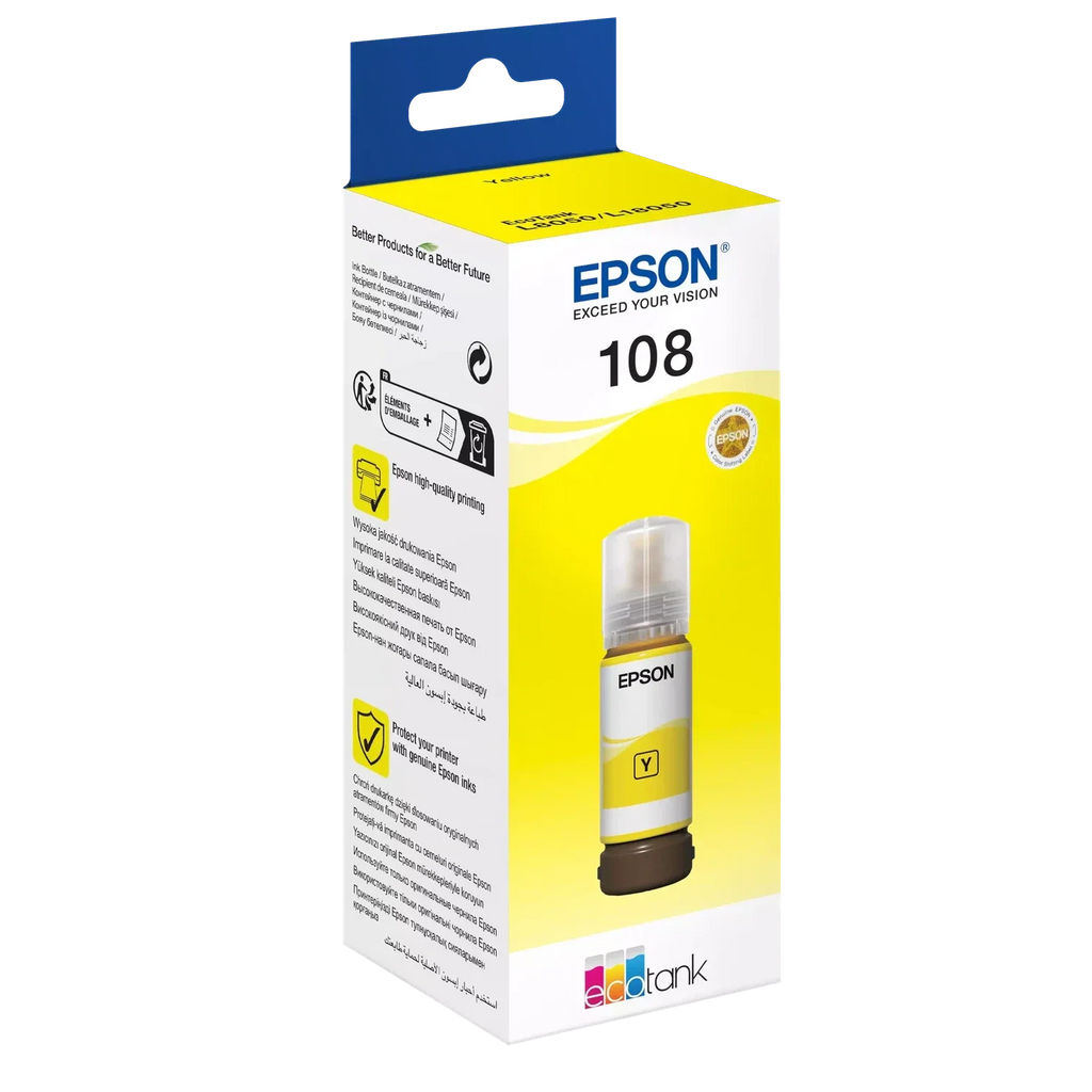 Epson 108 Yellow Ink Bottle – 7200 Pages/ 70 ml/ Yellow Color/ Ink Bottle