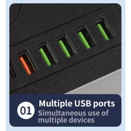Extension Board Power Socket with 4 USB Ports, 2 Type C and 3 Universal Socket 3000W 5 Meter Long