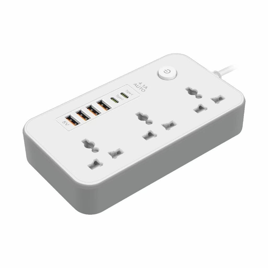 Extension Board Power Socket with 4 USB Ports, 2 Type C and 3 Universal Socket 3000W 5 Meter Long