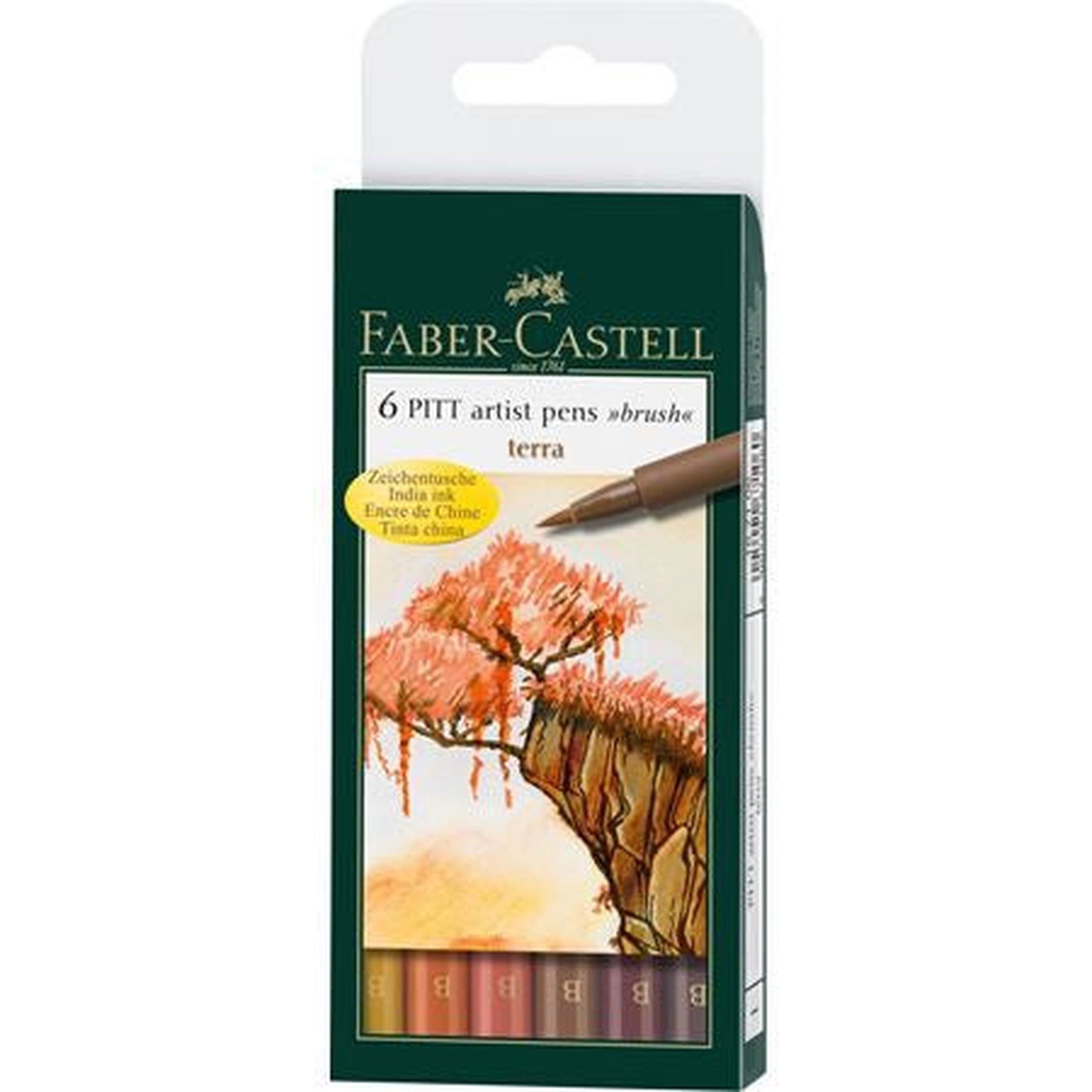 Faber Castell 6 Pitt Artist Pens Terra