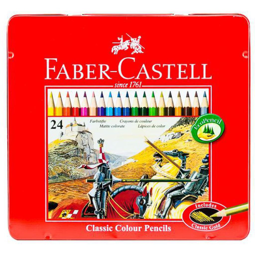 Faber Castell-Std Color Pencil 24 Colors (Flat Tin)