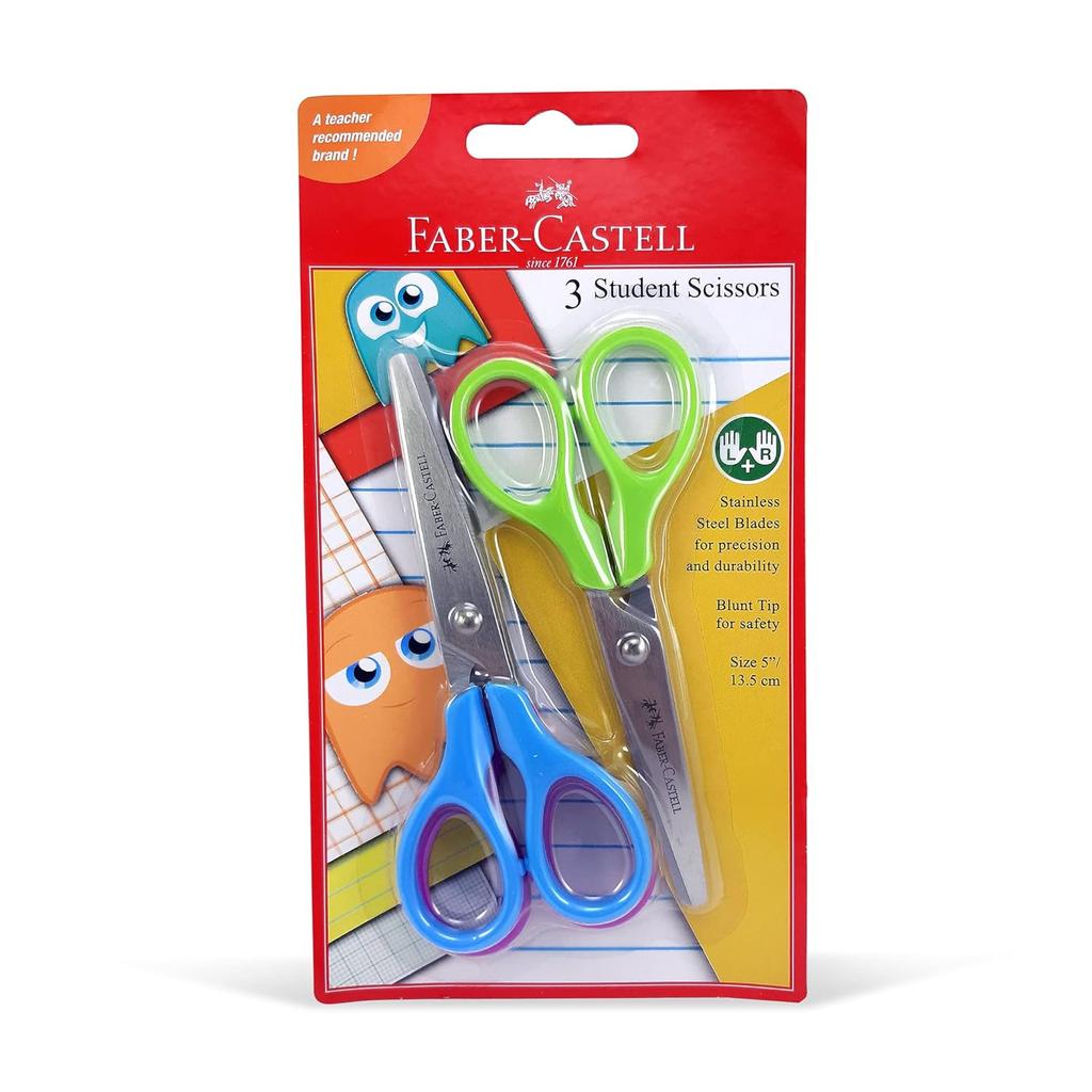 Faber-Castell Student Scissors 3Pc of 5 in a Blister
