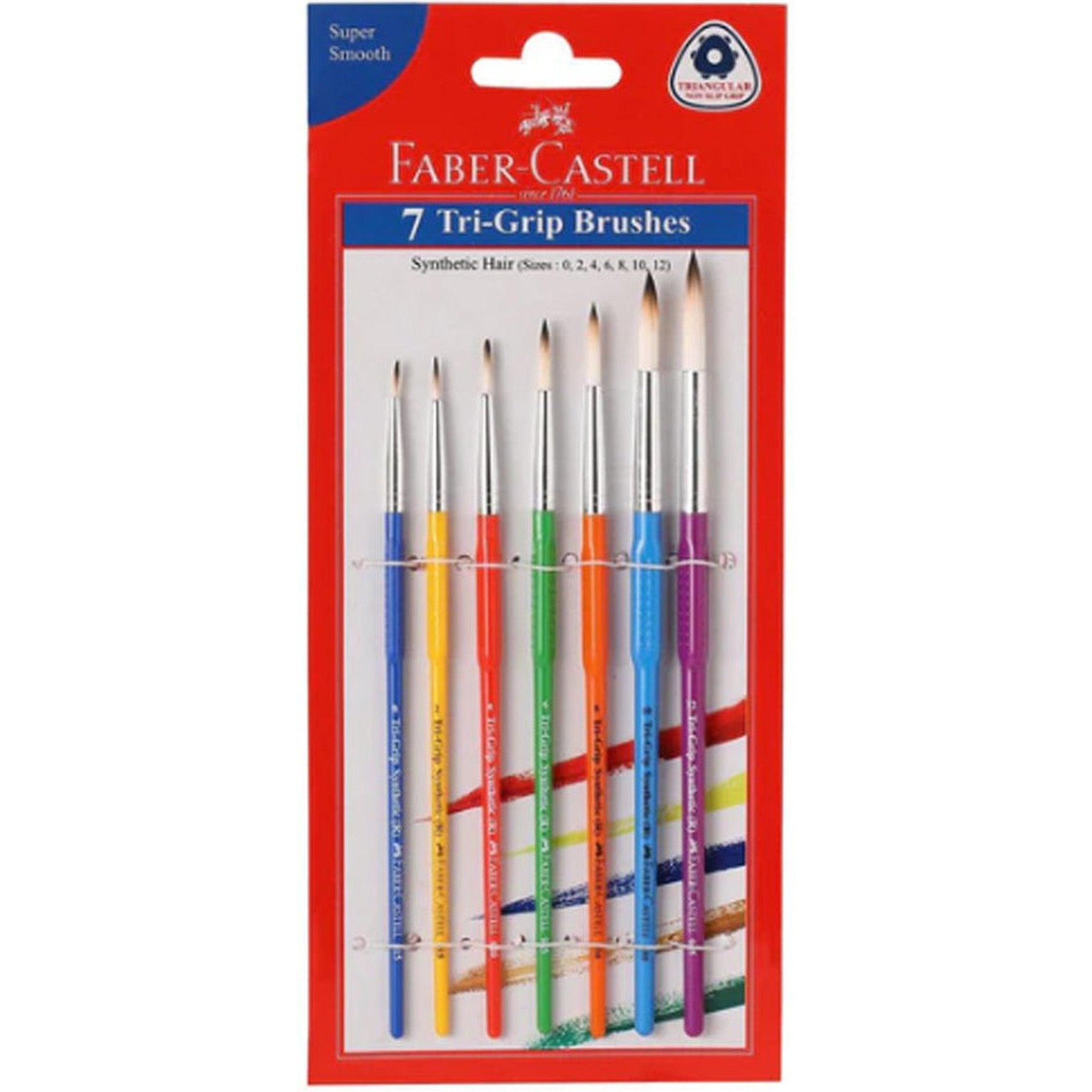 Faber Castell Tri Grip Paint Brushes, Round, Pack Of 7