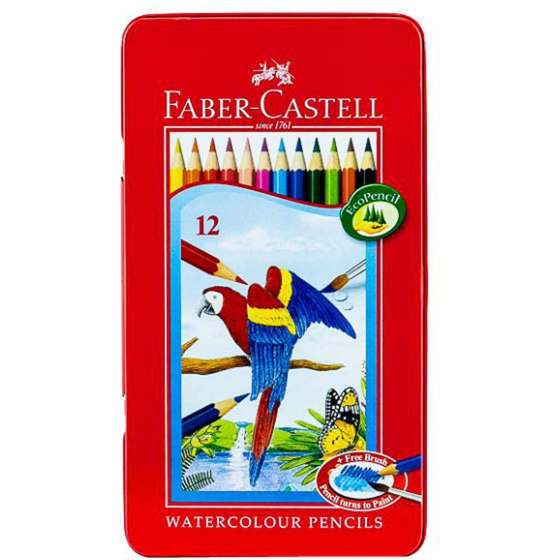 Faber Castell-Water Color Pen 12 Colors (Flat Tin)