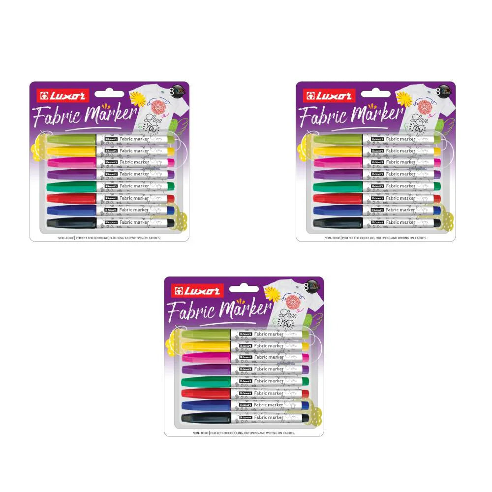 Luxor- Fabric Marker 8 Assorted Colors Set Of 3 Packets