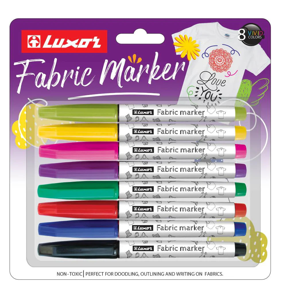 Luxor- Fabric Marker 8 Assorted Colors Set Of 3 Packets