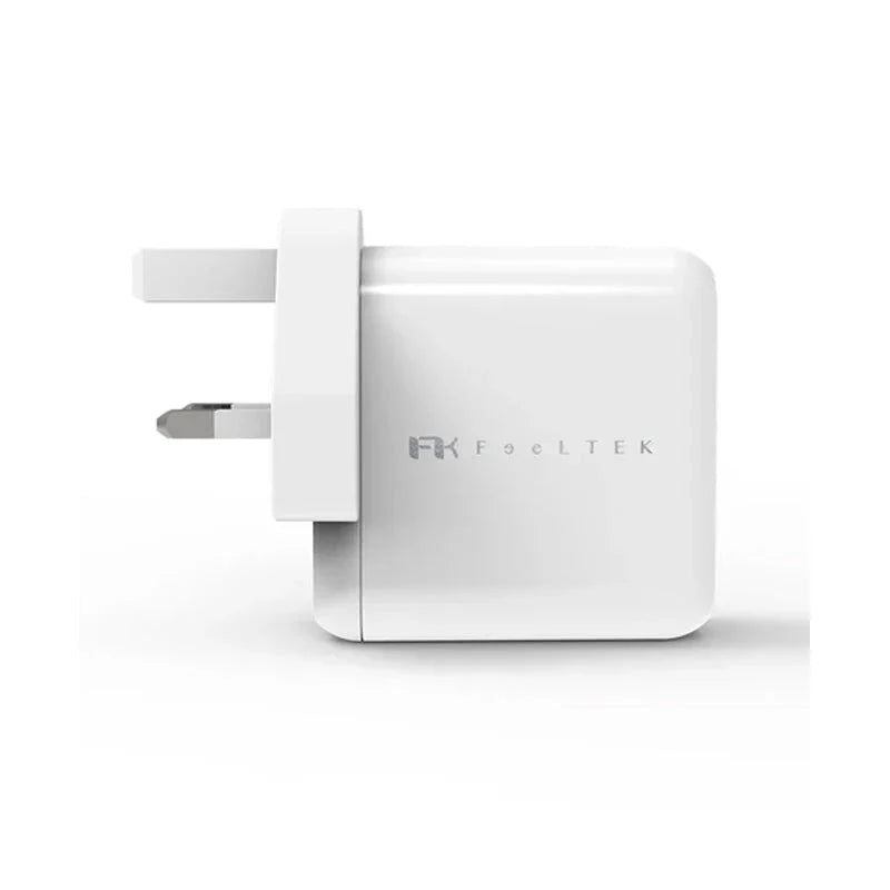 Feeltek Fast Charging Dual Pack - Elec PD UK Charger 30W + USB-C to Lightning Cable 180 cm / White