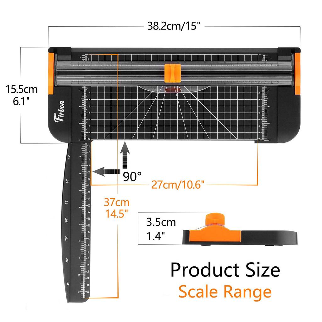 Firbon A4 Paper Cutter 12 Inch Titanium Paper Trimmer - Black