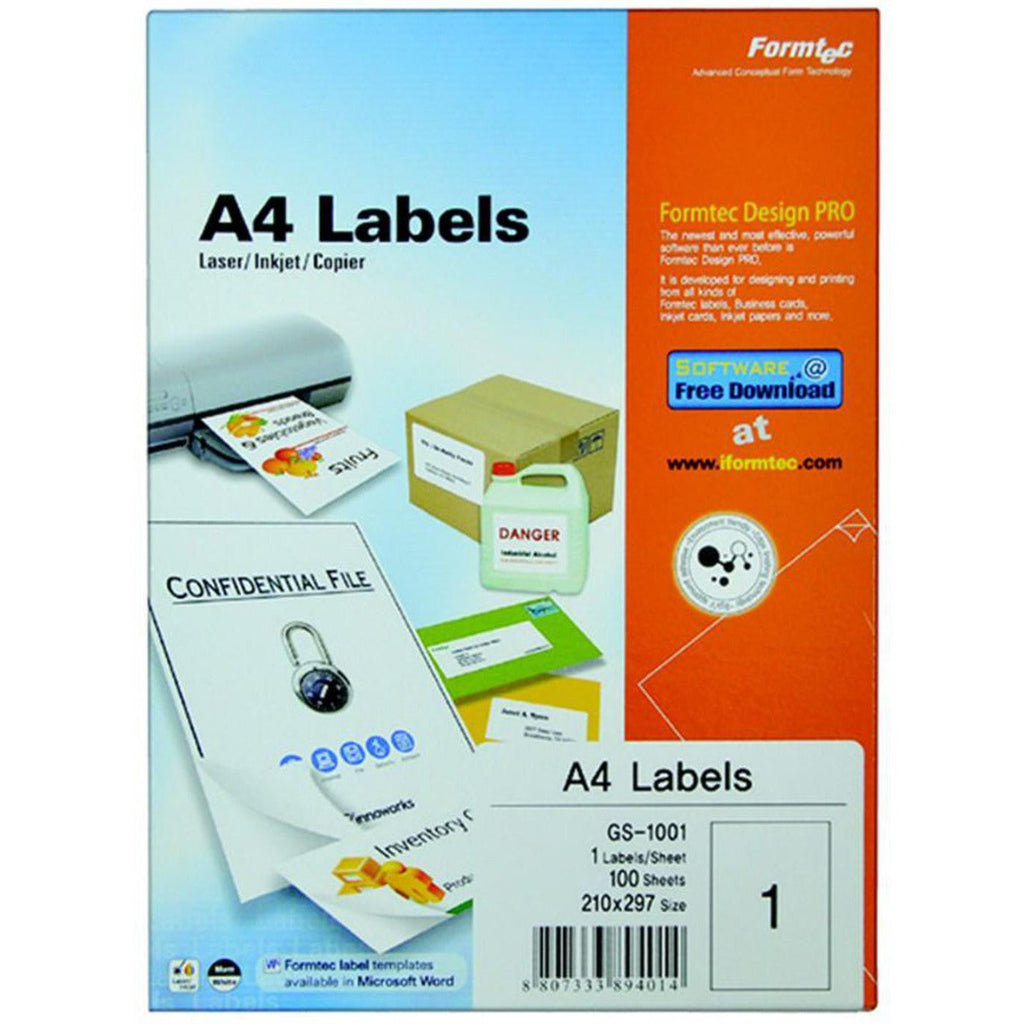 Formtec Labels A4 297X210Mm Labels Gs-1001