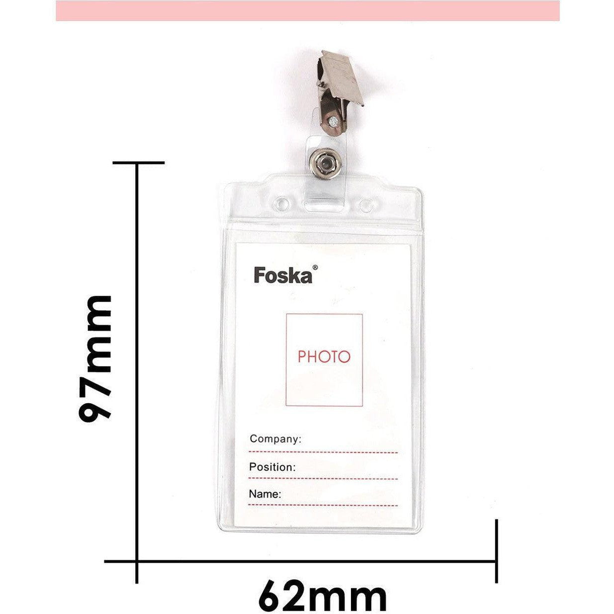Foska Clear Plastic Id Badge With Clips Nb0300/4 50Pcs/Box