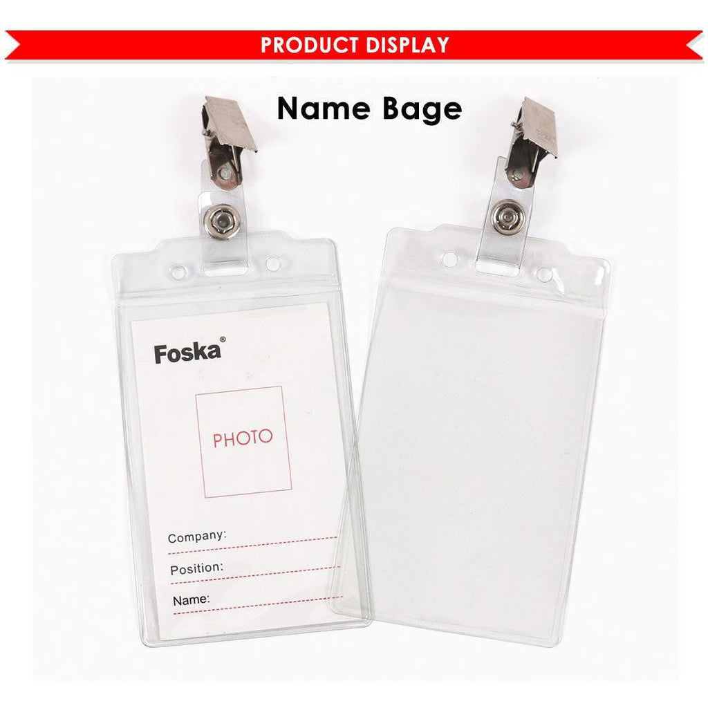 Foska Clear Plastic Id Badge With Clips Nb0300/4 50Pcs/Box