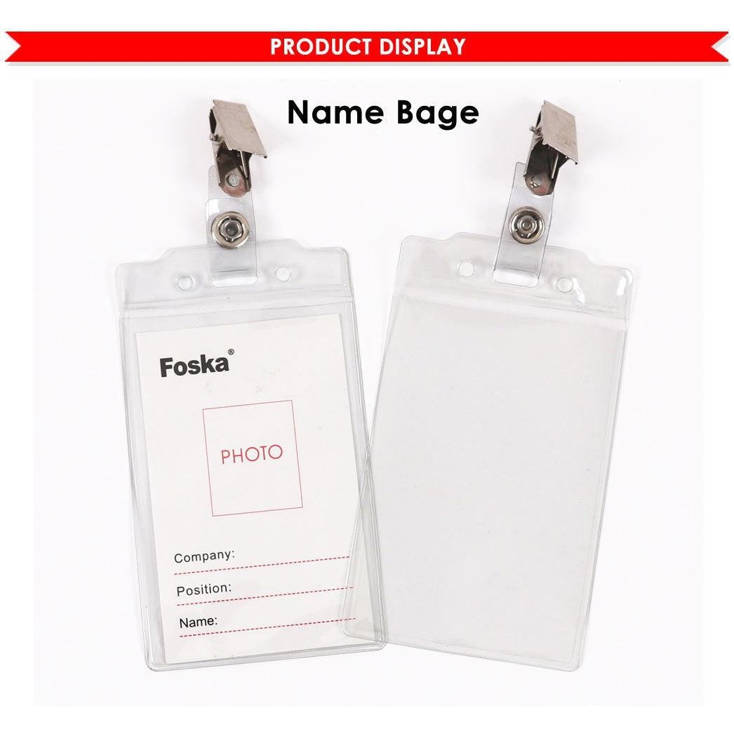 Foska Clear Plastic Id Badge With Clips Nb0300/4 50Pcs/Box