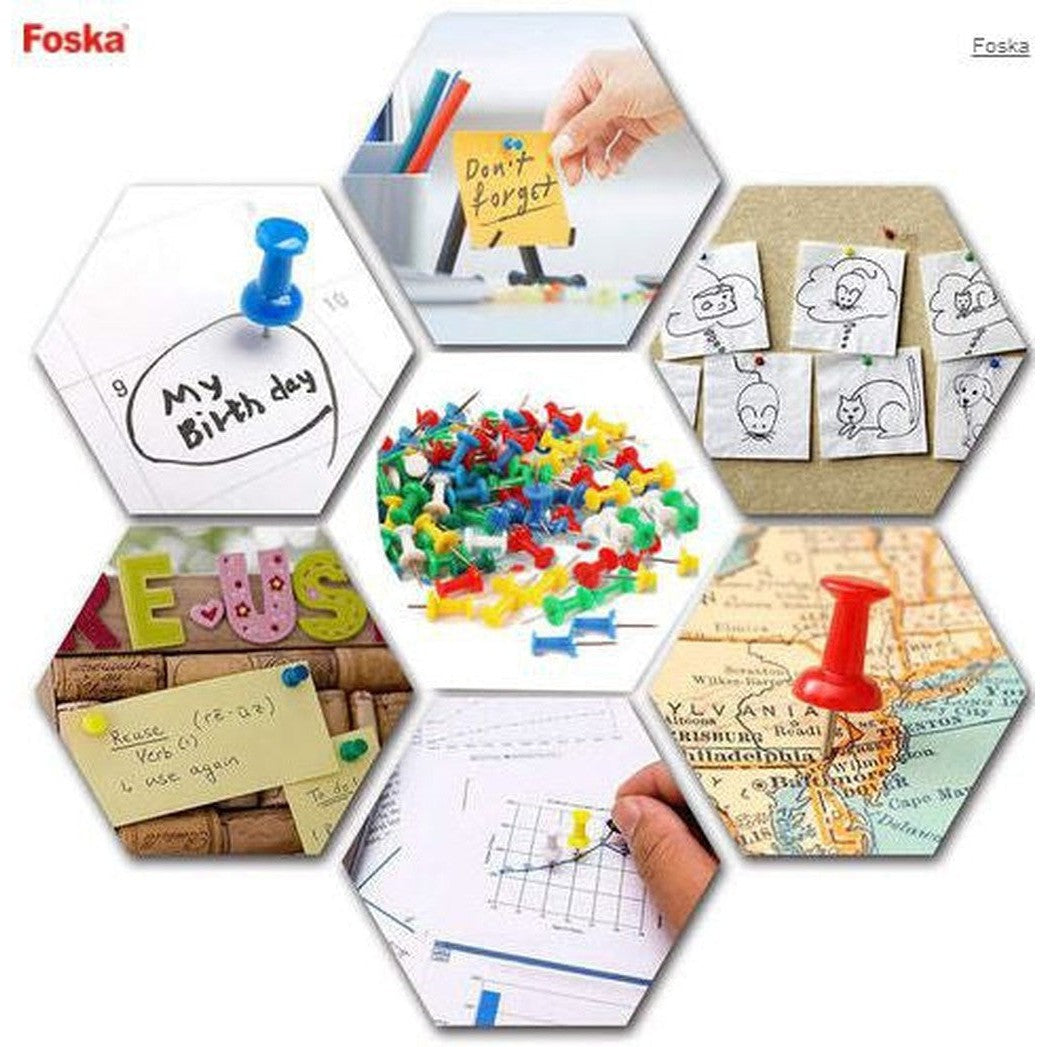 Foska Colored Plastic Push Pins 25Mm (100Pcs/Packet)
