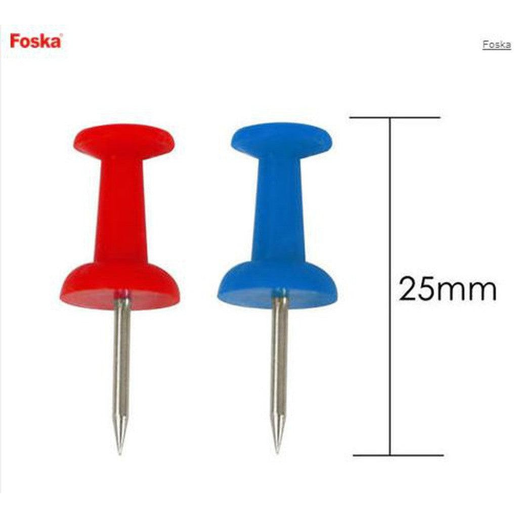 Foska Colored Plastic Push Pins 25Mm (100Pcs/Packet)