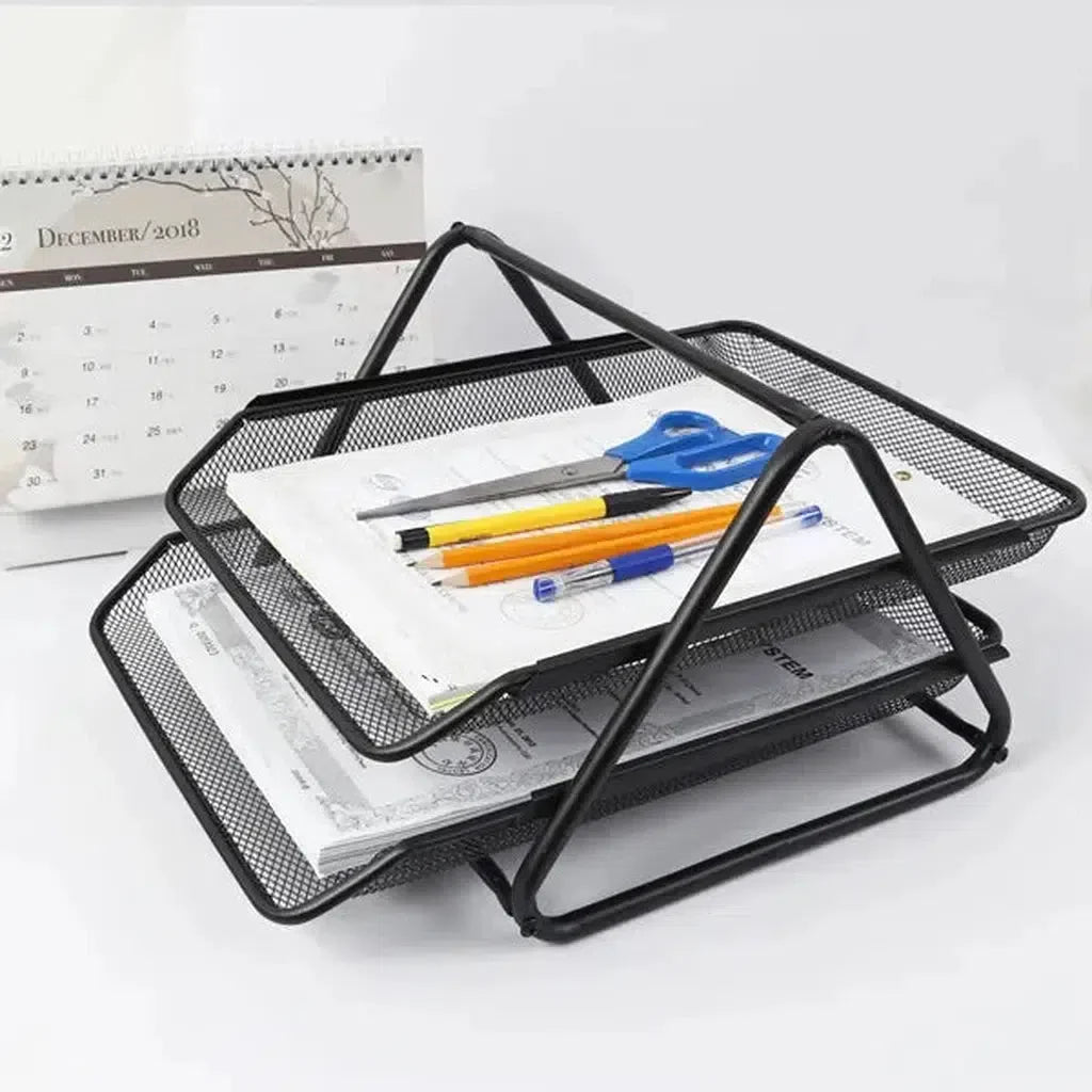 Foska- 2 Layers Metal Mesh Office Organizer File Tray