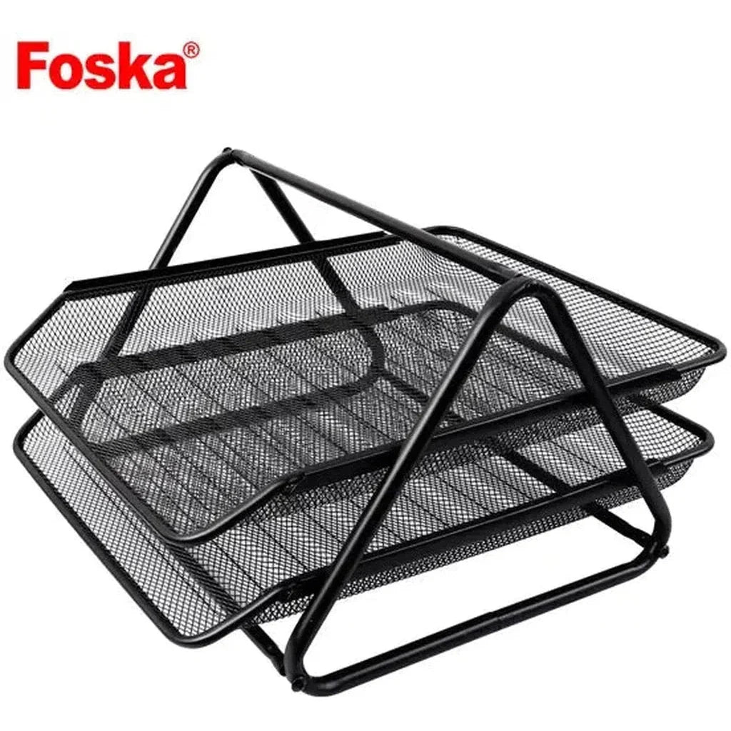 Foska- 2 Layers Metal Mesh Office Organizer File Tray