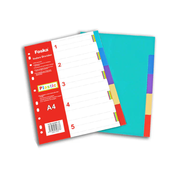 Foska Plastic Index Divider 1 to 5 Color