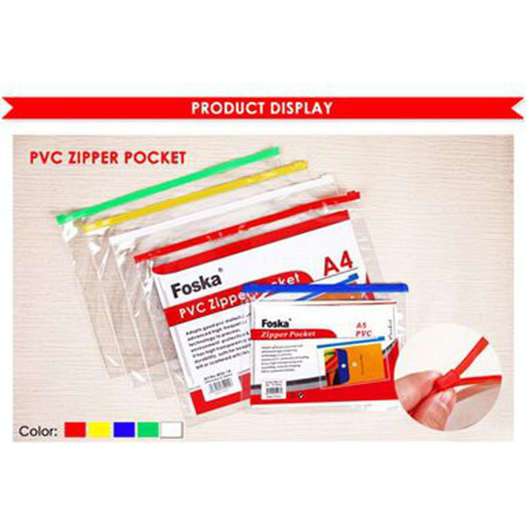 Foska Pvc Zipper Pocket A4 Size W56-14
