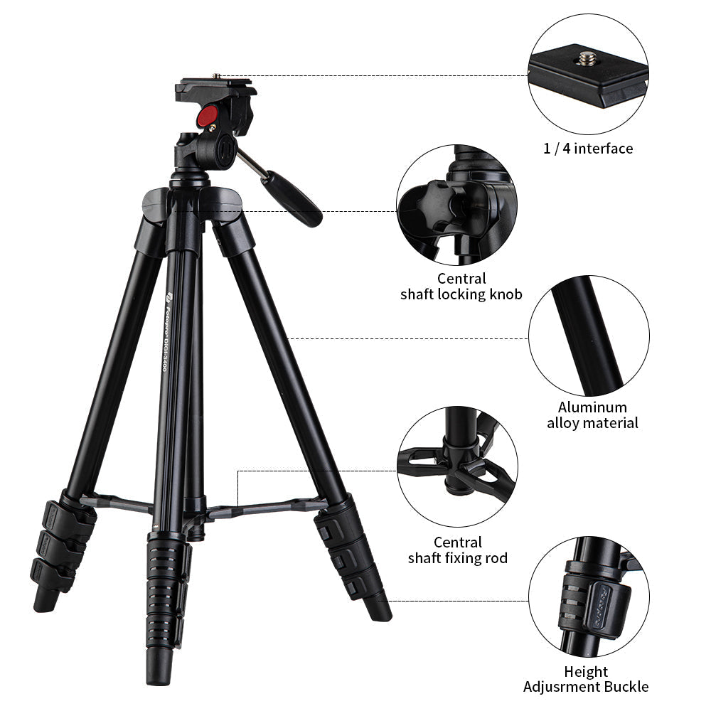 Fotopro 3-Dimensional Head Tripod Stand, DIGI-3400 - Black