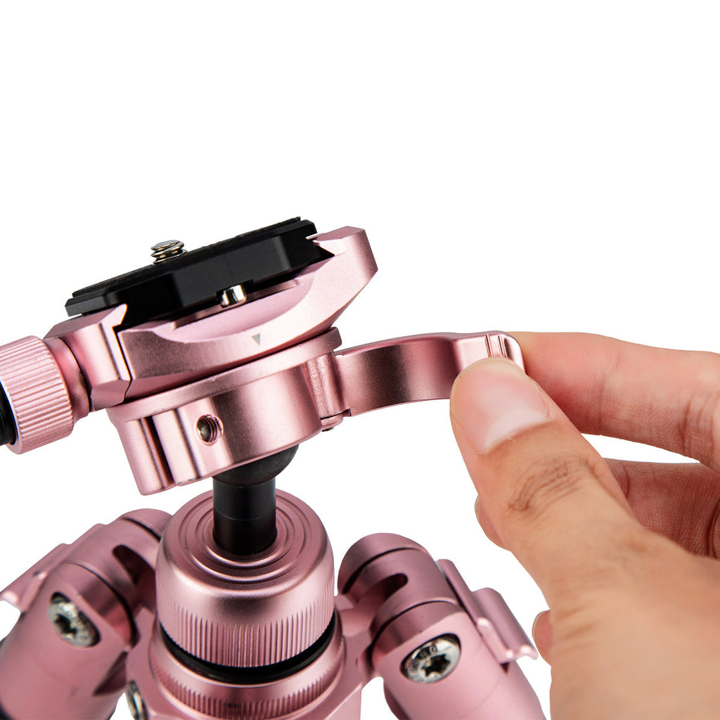 Fotopro Compact Aluminum Travel Tripod, FREE-1 ROSE GOLD - Rose Gold