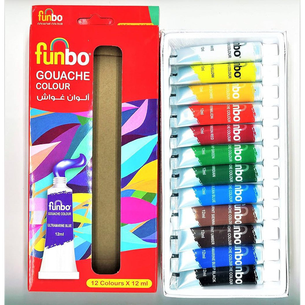 Funbo Gouache Colors Set Of 12- 12Ml