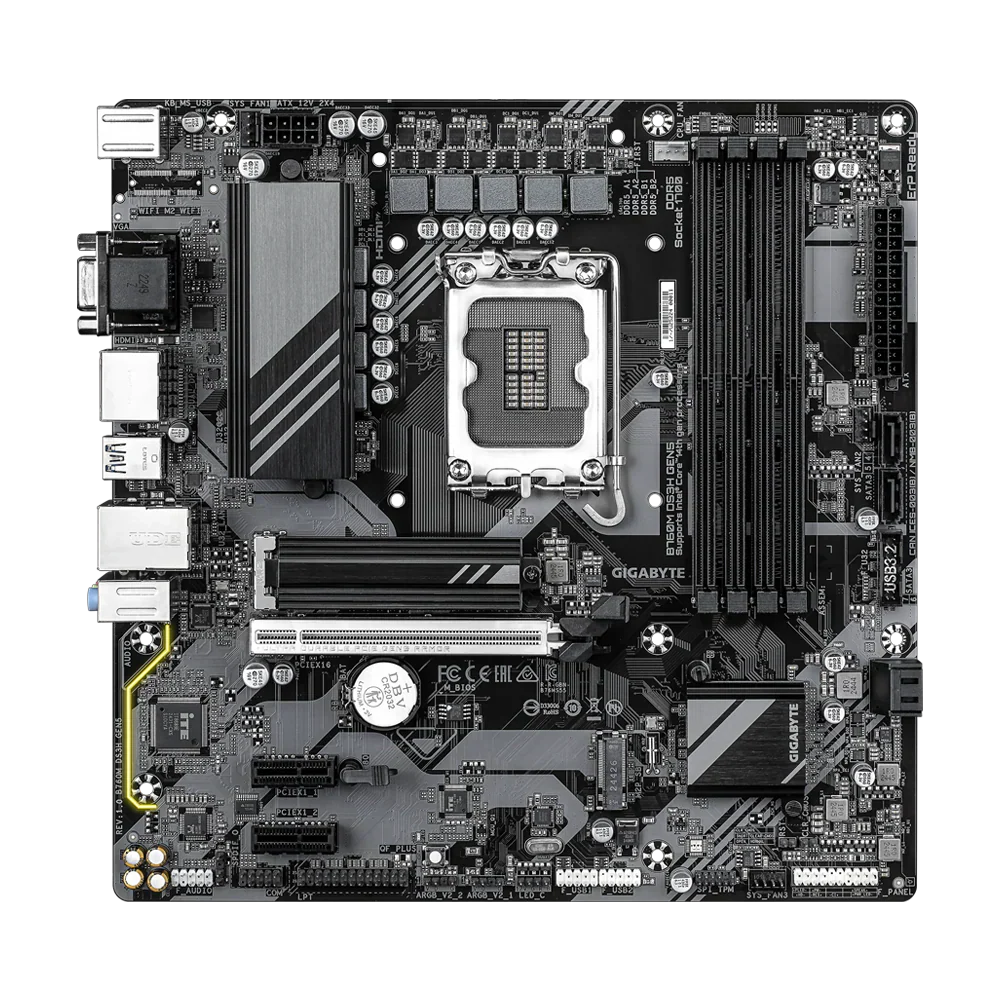 GIGABYTE B760M DS3H GEN5 DDR5 Motherboard - Black