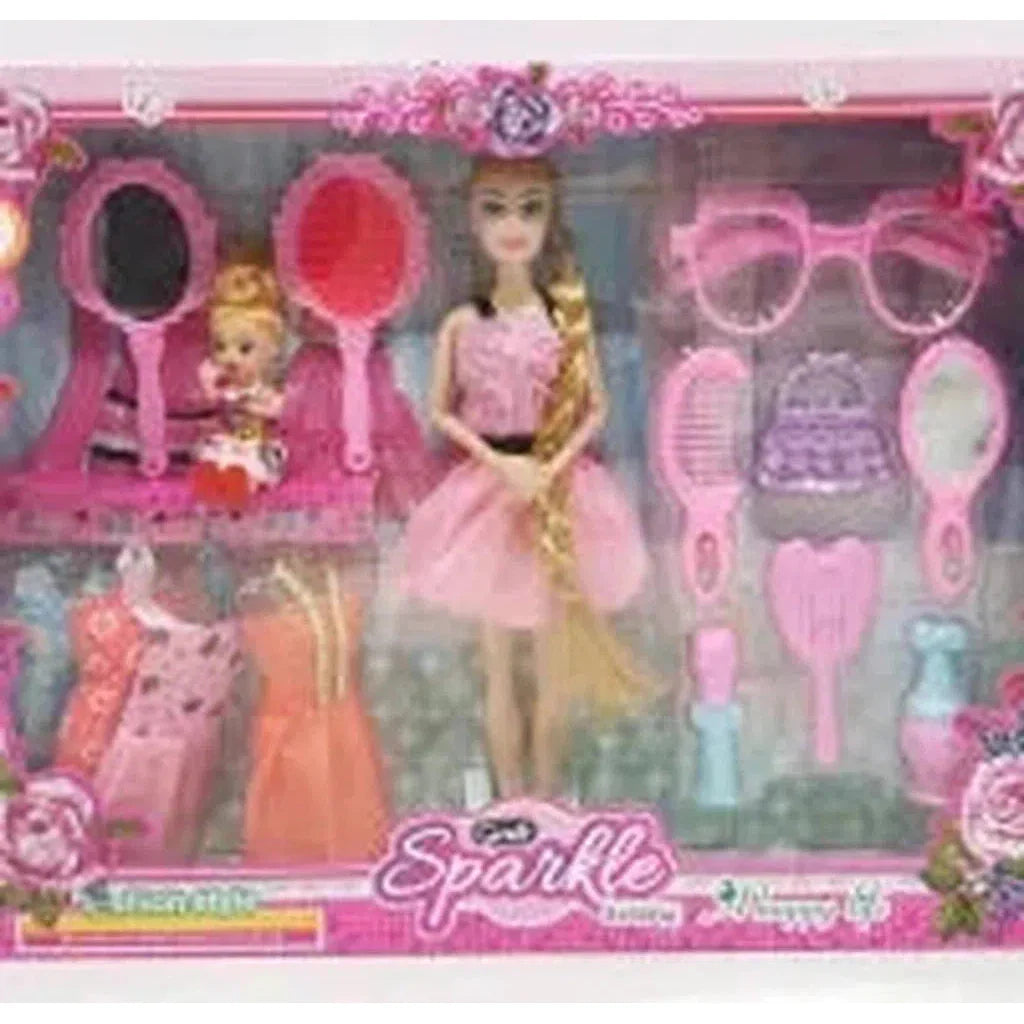 Girls Sparkel Pretty Girl Doll Set-8169D4