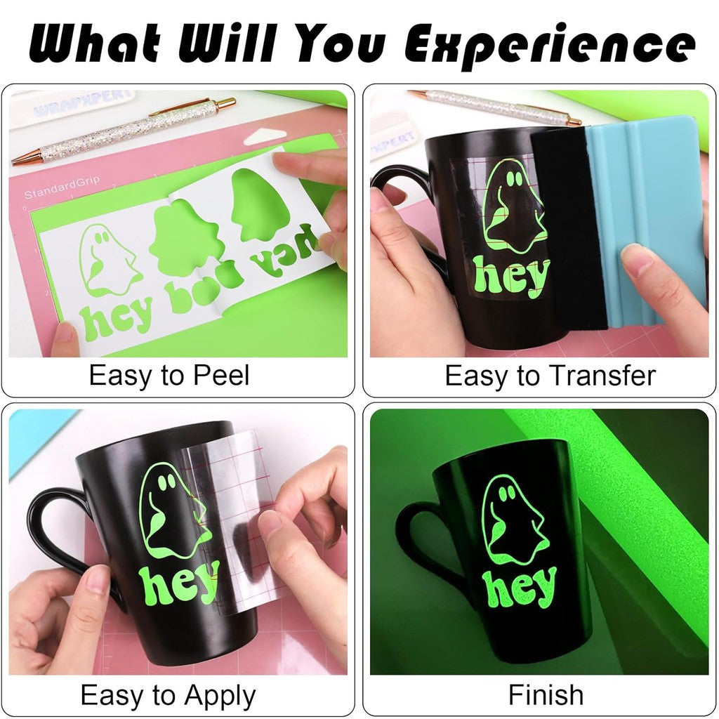 Glow-in-the-Dark Neon Green Vinyl Sticker Roll – 50cm x 1m