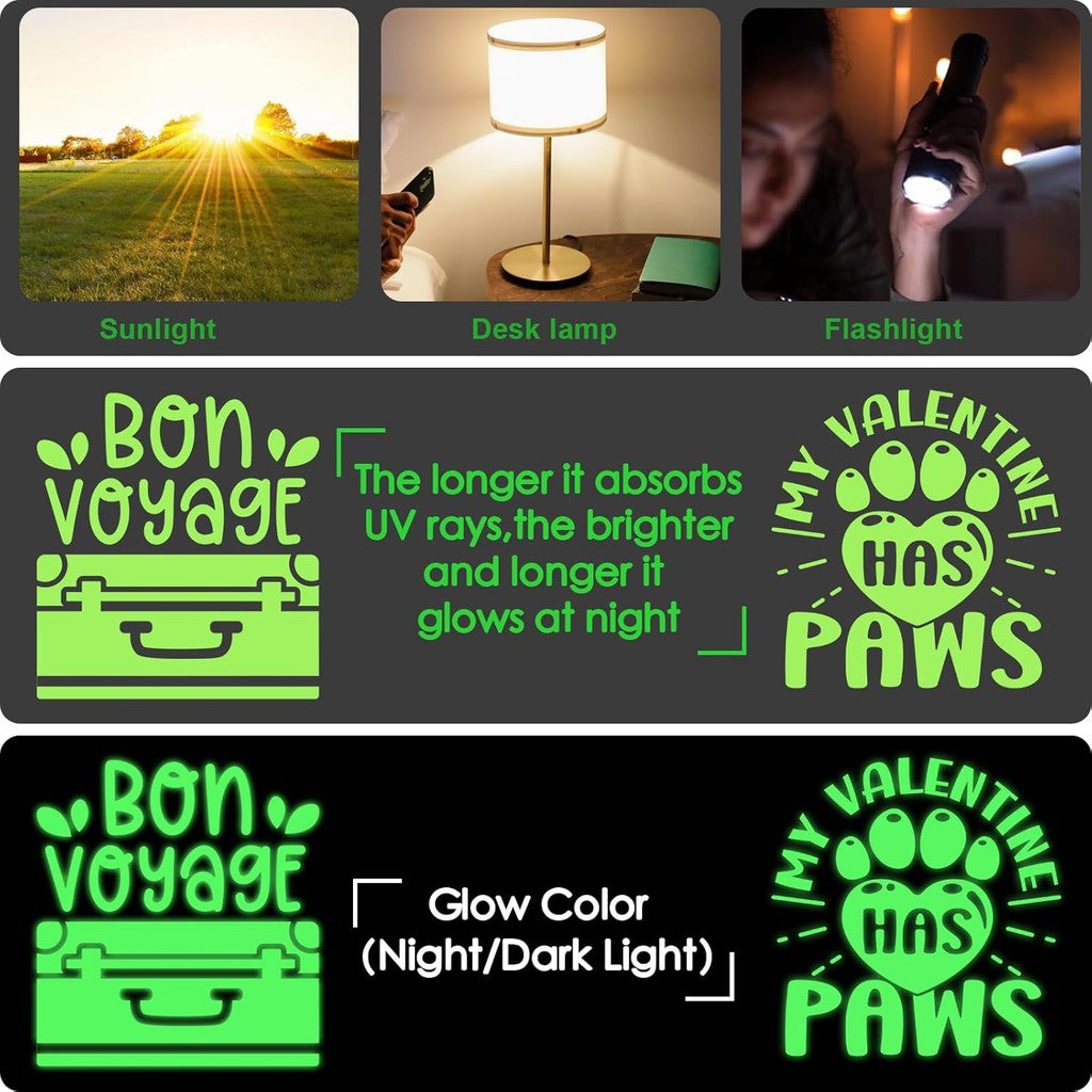 Glow-in-the-Dark Neon Green Vinyl Sticker Roll – 50cm x 1m