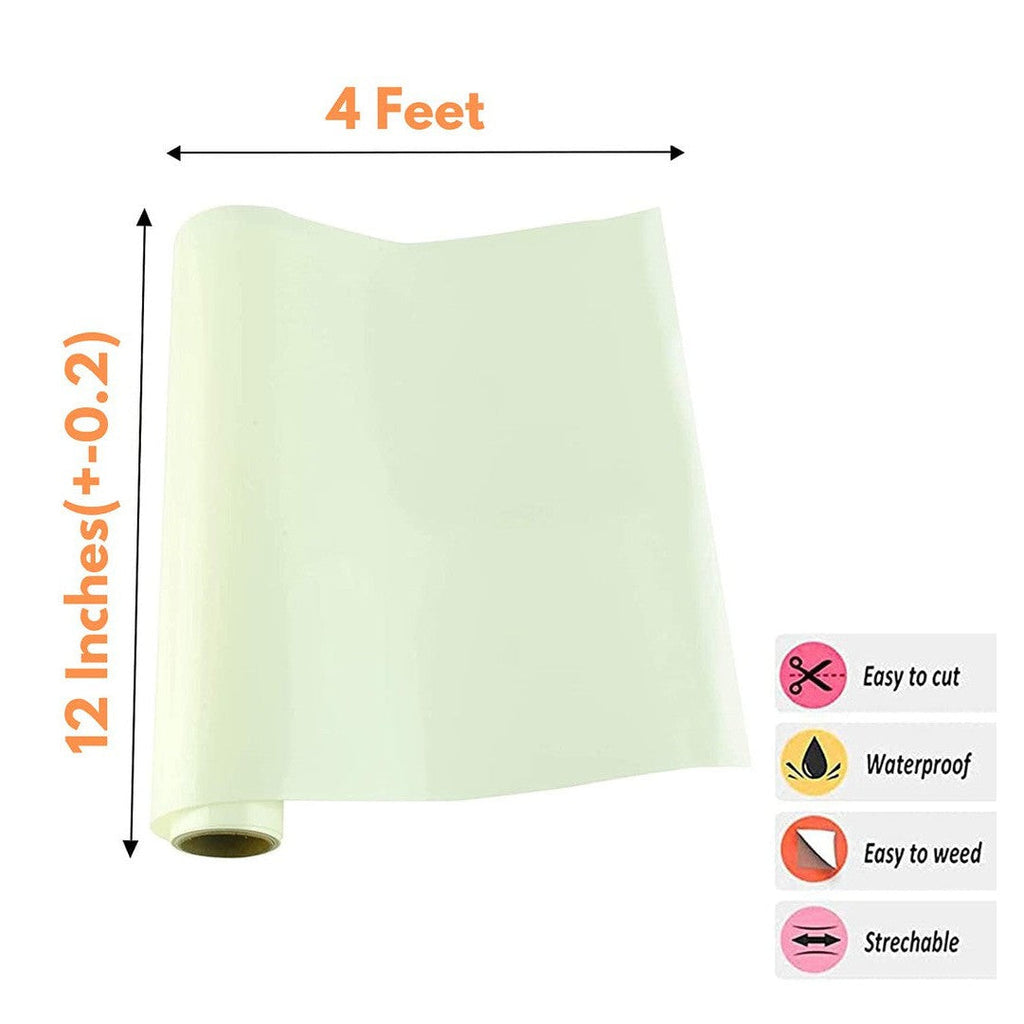 Glow-in-the-Dark White Vinyl Sticker Roll – 50cm x 1m