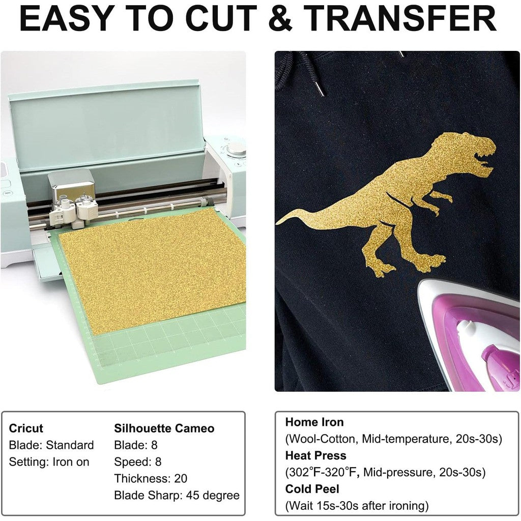 Gold Glitter Vinyl Sticker Roll (GLT11) – 50cm x 1m