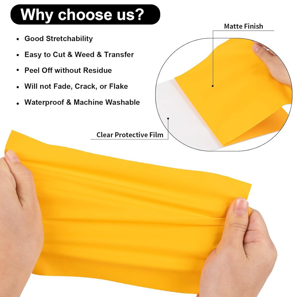 Golden Yellow PU Flex PVC Heat Transfer Vinyl Sticker Roll – 50cm x 1m