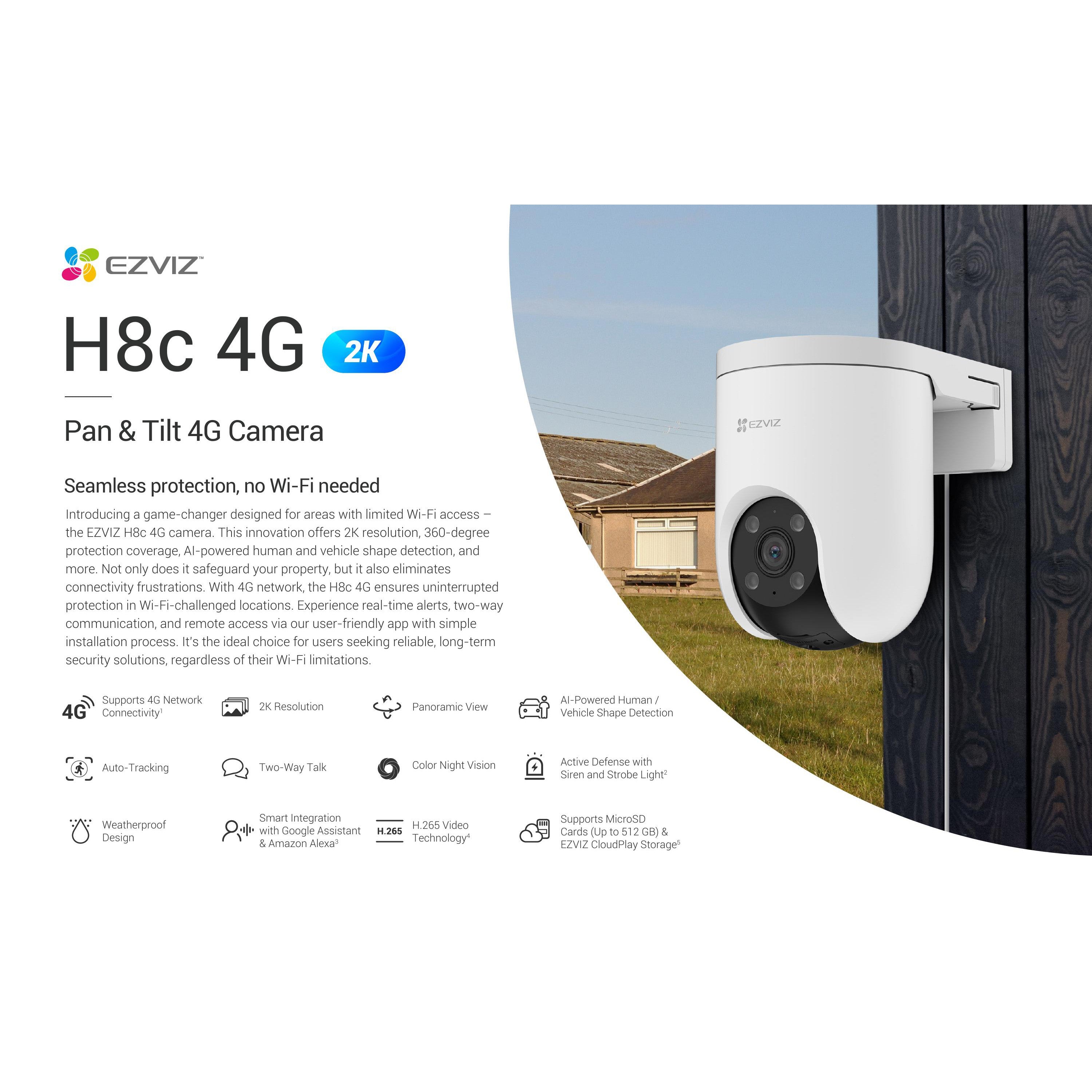 Ezviz H8C 4G 2K Pan & Tilt Wi-Fi Camera