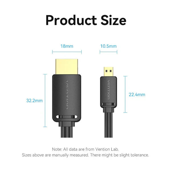 HDMI-D to HDMI-A 4K HD Cable 3M Black