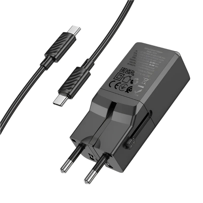 HOCO AC25 Universal Portable Travel Plug with USB C to C Cable